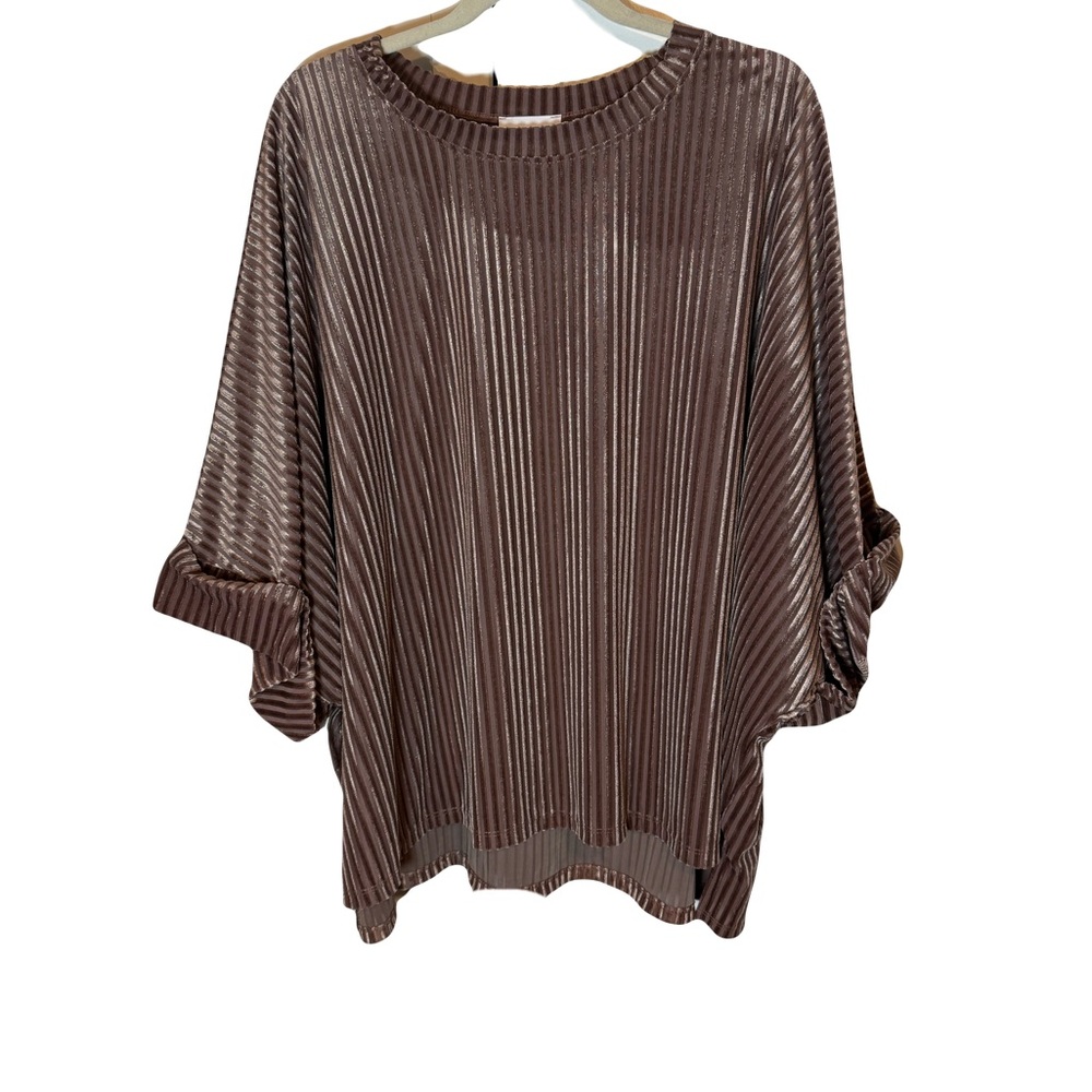 Adrienne Velvet Striped Shinny Oversized Blouse